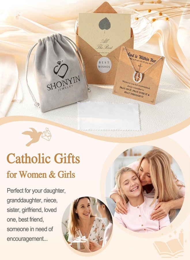 Shonyin Cross Horseshoe Necklace for Girls Women Teen Girl gifts Trendy Stuff Sister in Christ Christian Baptism Gifts for Girl Confirmation Religious 11 13 12 14 16 Year Old Birthday Back to School Christmas Teenage Girl Jewelry Gift - Image 5